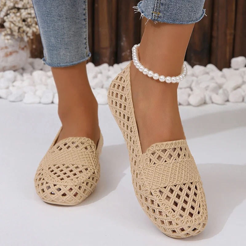 Women'S Shoes For Neuropathy - ฤดูร้อนใหม่แฟชั่นและสบาย Hollow ผู้หญิงรองเท้าแบนรองเท้าสบายๆสวมใส่ด้านนอกลื่นแฟชั่น Toe-cap รองเท้าแตะ