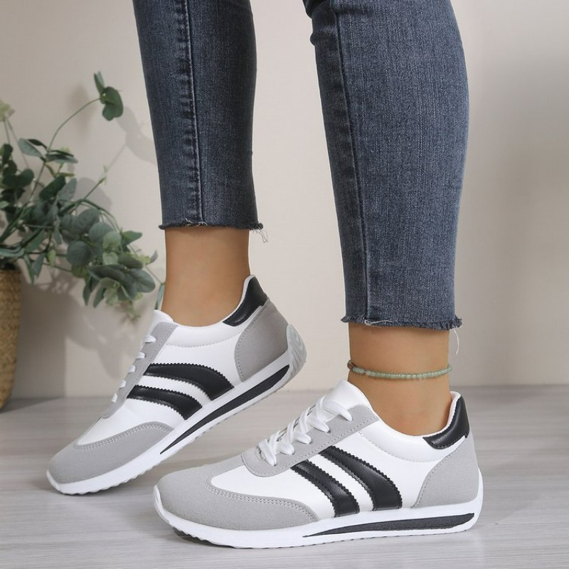 Women Shoes Store - รองเท้าผ้าใบสีขาวแฟชั่นแบบผูกเชือก น้ำหนักเบา สวมใส่สบาย เหมาะสำหรับผู้หญิง ใช้ได้หลากหลายโอกาส ทั้งเดินเล่นในบ้านและนอกบ้าน