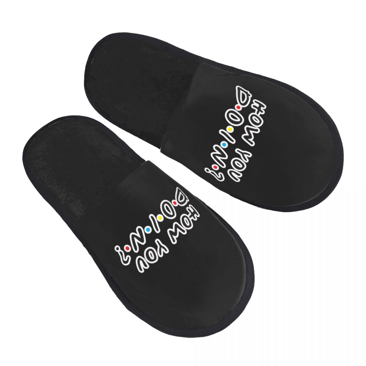 Women Shoes Quote - รองเท้าแตะพิมพ์ลายตามสั่งสำหรับผู้หญิง ลายคำคมจากซีรีส์ Friends อบอุ่น สบาย รองเท้าแตะโฟมหนานุ่ม