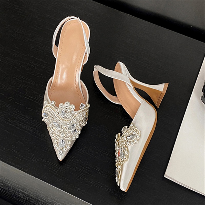 Women Shoes Zara - Eilyken ฤดูใบไม้ผลิคริสตัลเพชร Slingback ผู้หญิงปั๊มแฟชั่น Pointed Toe