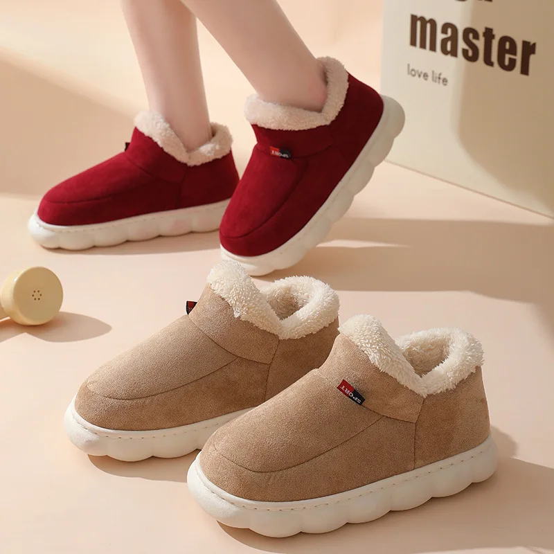 Kids Shoes Women - รองเท้าลำลองใส่ในบ้านสำหรับฤดูหนาว ปี 2025 รองเท้าผู้หญิง รองเท้าผ้าฝ้ายอุ่นสำหรับใส่กลางแจ้ง รองเท้าผู้หญิงแบบสวมในบ้านบุขนนุ่ม