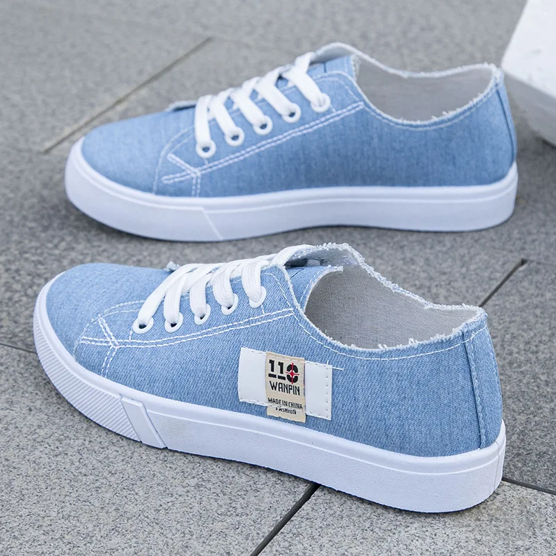 Kids Shoes Women - รองเท้าผ้าใบผู้หญิงทรงเตี้ย รุ่นยอดนิยม คอลเลคชั่นฤดูใบไม้ผลิ/ฤดูร้อน ปี 2026 ทำจากผ้าเดนิม