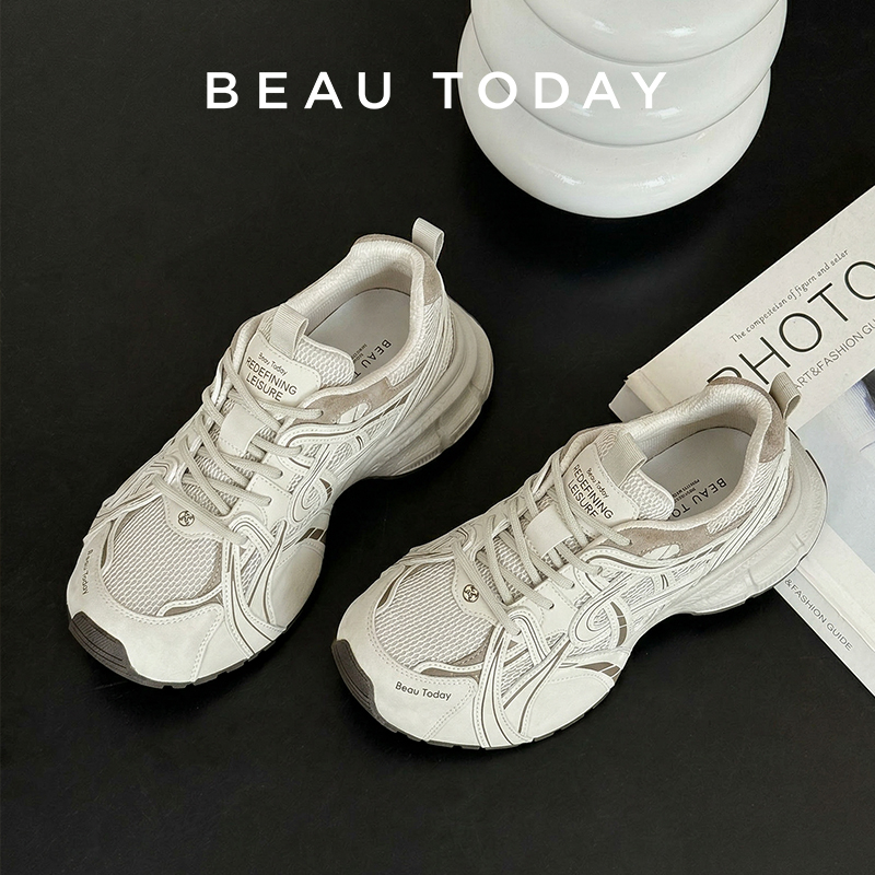 Women Shoes Store - BEAUTODAY รองเท้าผ้าใบหนังแท้ผู้หญิงหนังผสมสีต่างๆแบบผูกเชือกอินเทรนด์สุภาพสตรีรองเท้าลำลองทำด้วยมือ 29A91