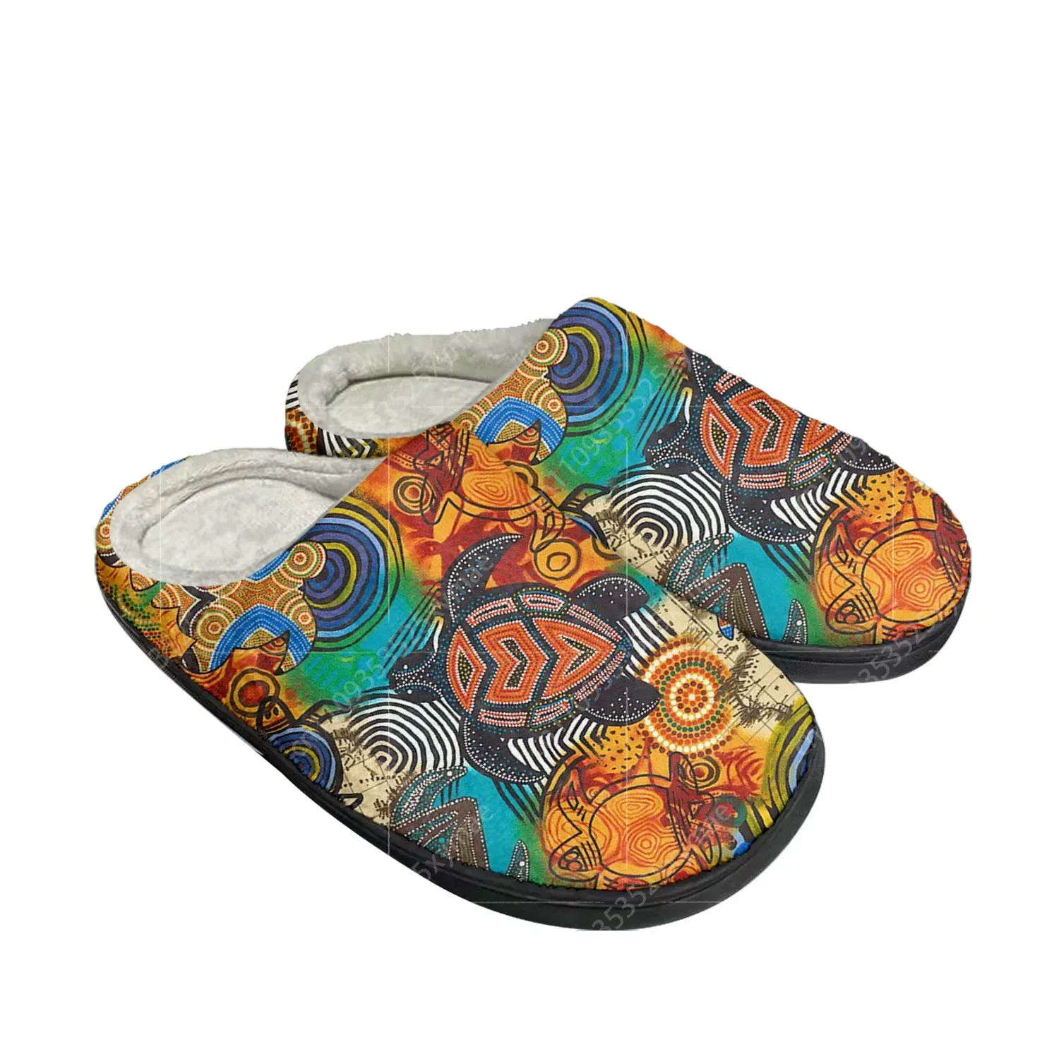 Women Shoes In Australia - รองเท้าแตะผ้าฝ้ายลายศิลปะพื้นเมืองของชาวอะบอริจินออสเตรเลีย ลายเต่า สำหรับผู้ชายและผู้หญิง บุขนนุ่ม อุ่นสบาย รองเท้าแบบกำหนดเองได้