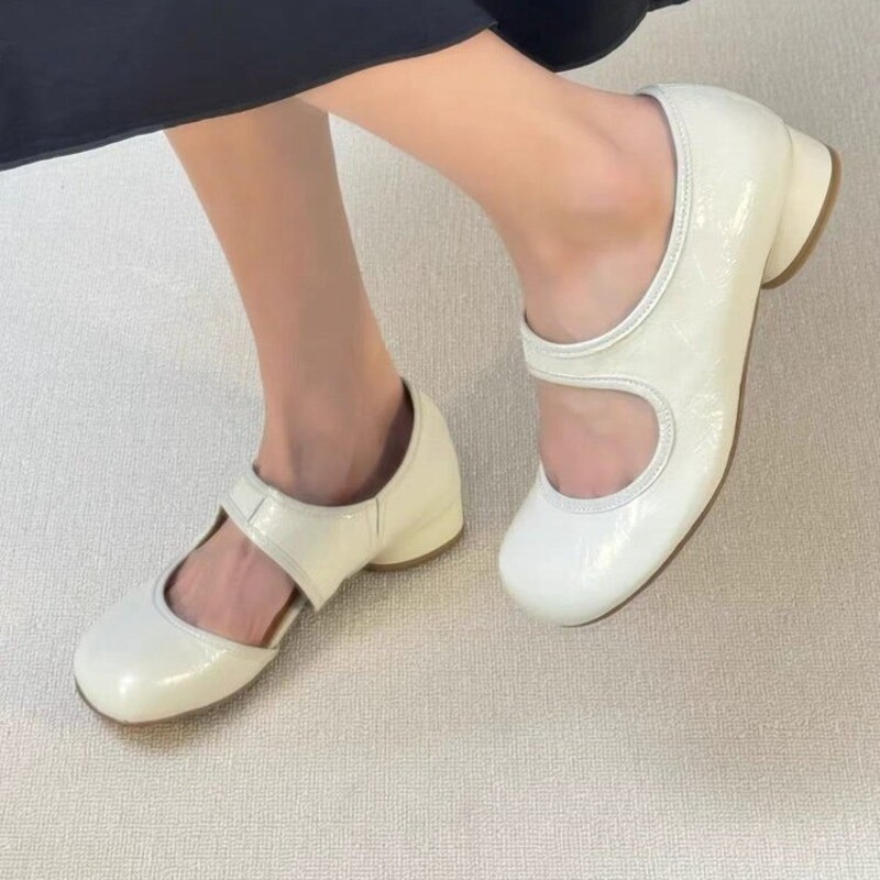 Women Shoes Luxury Brand - รองเท้าส้นเตี้ยแบบสวมสำหรับผู้หญิง แฟชั่นรองเท้าหนังแบบแมรี่เจน รองเท้าแตะฤดูร้อน 2026 แบรนด์หรู รองเท้าส้นหนา