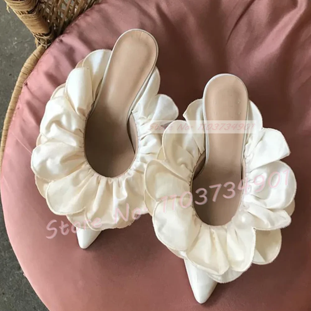 ดอกไม้สีขาวซาติน Pointed Toe ส - Women Shoes Zara บทวิจารณ์และราคา