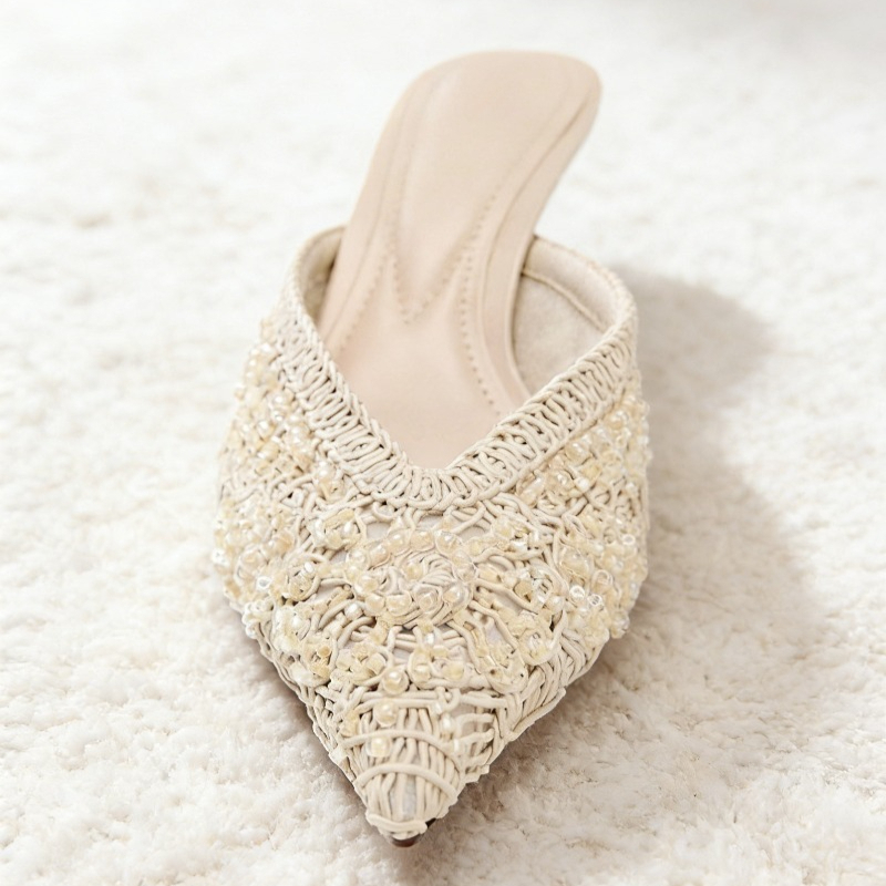 รองเท้าส้นสูงแบบสานประดับลูกปั - Women Shoes Luxury Brand บทวิจารณ์และราคา
