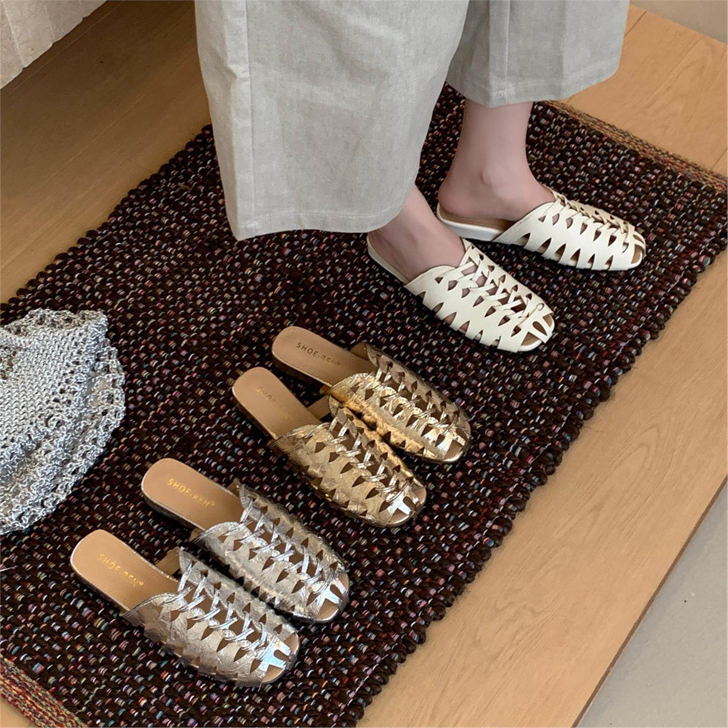 รองเท้าแตะสานตาข่ายแบบโปร่ง แบ - Women Shoes Luxury Brand บทวิจารณ์และราคา