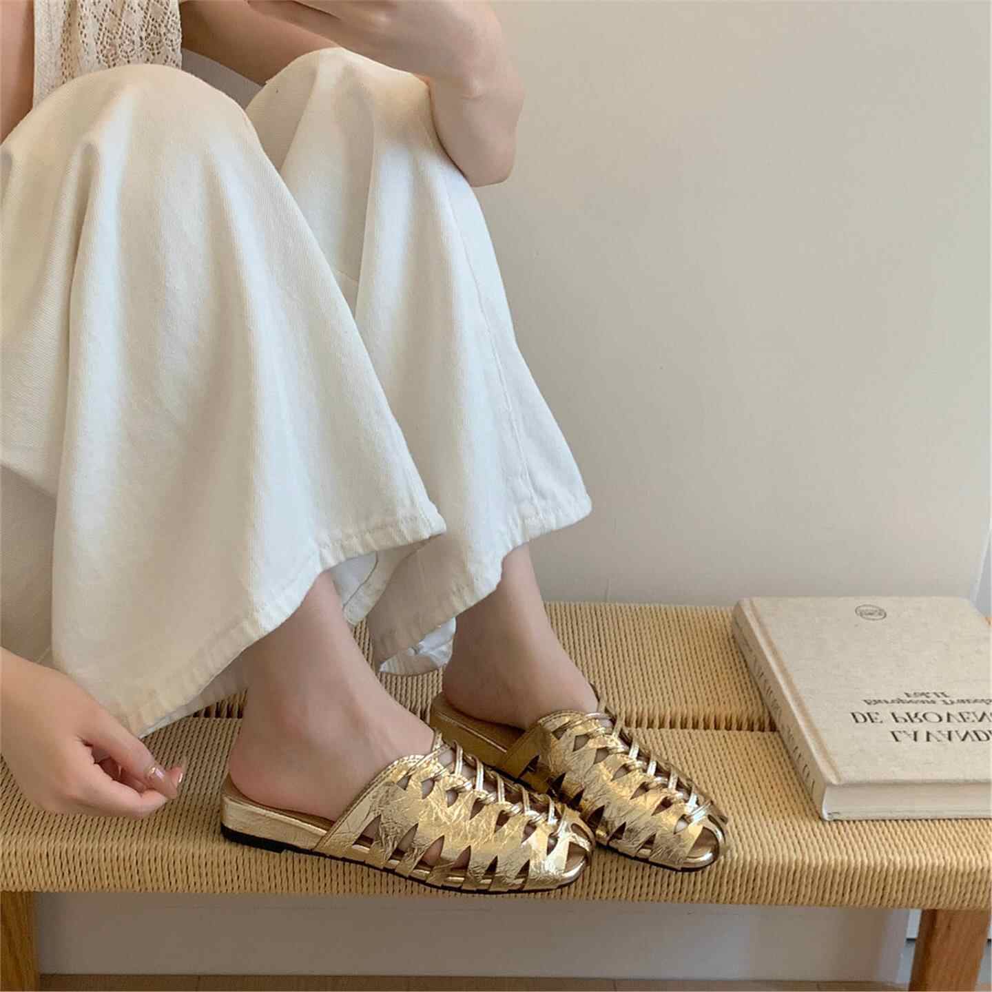 รองเท้าแตะสานตาข่ายแบบโปร่ง แบ - Women Shoes Luxury Brand บทวิจารณ์และราคา