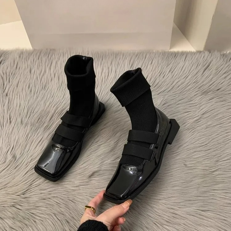 สไตล์อังกฤษสแควร์ถักถุงเท้ารอง - Women Shoes Zara บทวิจารณ์และราคา