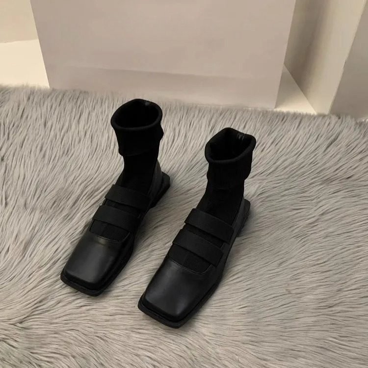 สไตล์อังกฤษสแควร์ถักถุงเท้ารอง - Women Shoes Zara บทวิจารณ์และราคา