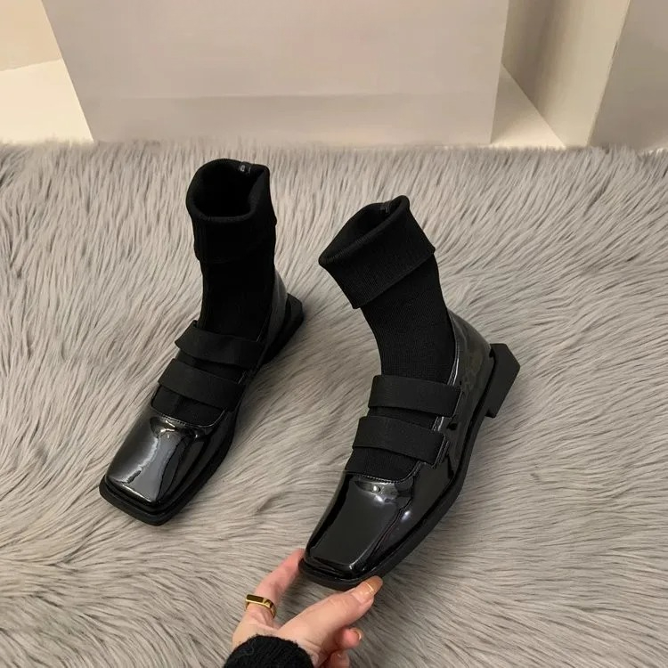 สไตล์อังกฤษสแควร์ถักถุงเท้ารอง - Women Shoes Zara บทวิจารณ์และราคา