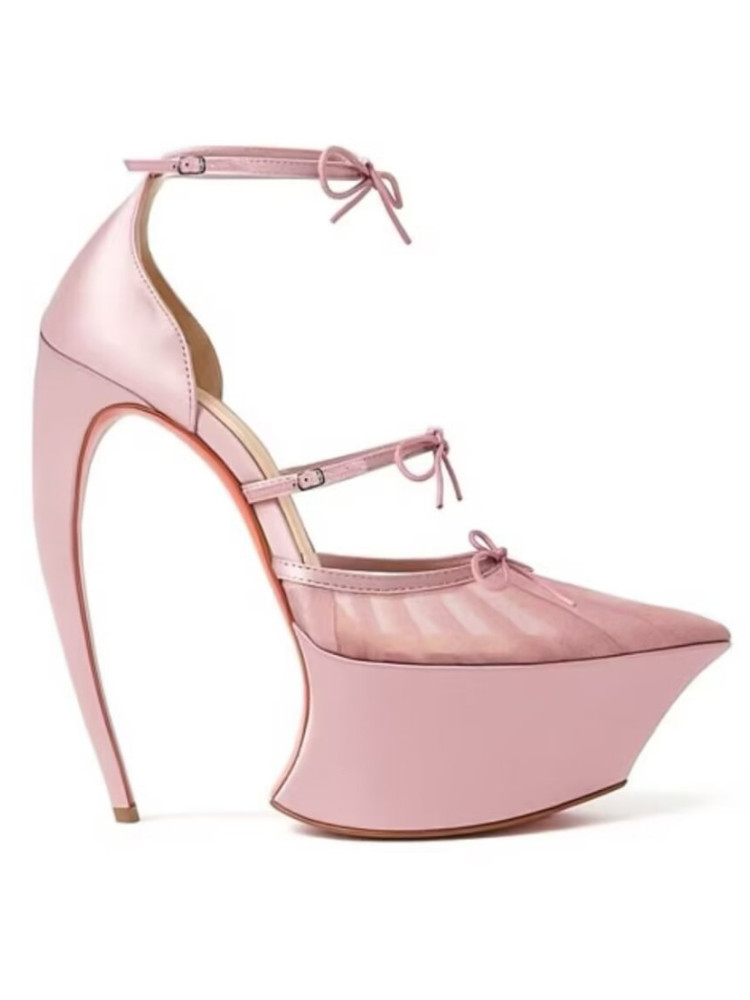 รองเท้าส้นสูงทรงหัวแหลมแบบส้นต - Platform Mule Heel บทวิจารณ์และราคา