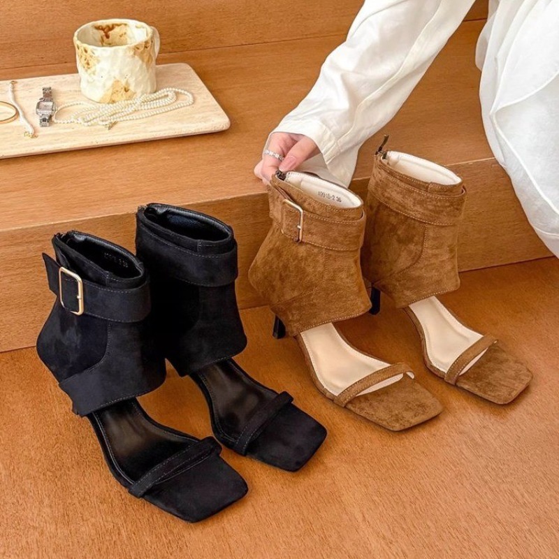 รองเท้าบูทส้นสูงหัวเหลี่ยมแบบเ - Women Shoes Boots บทวิจารณ์และราคา